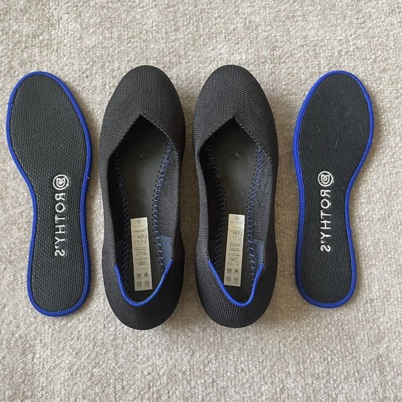 Rothy’s Shoes Womens Size 7.5 Black The Flat Round Toe Casual Knit Ballet Flats - Picture 8 of 14